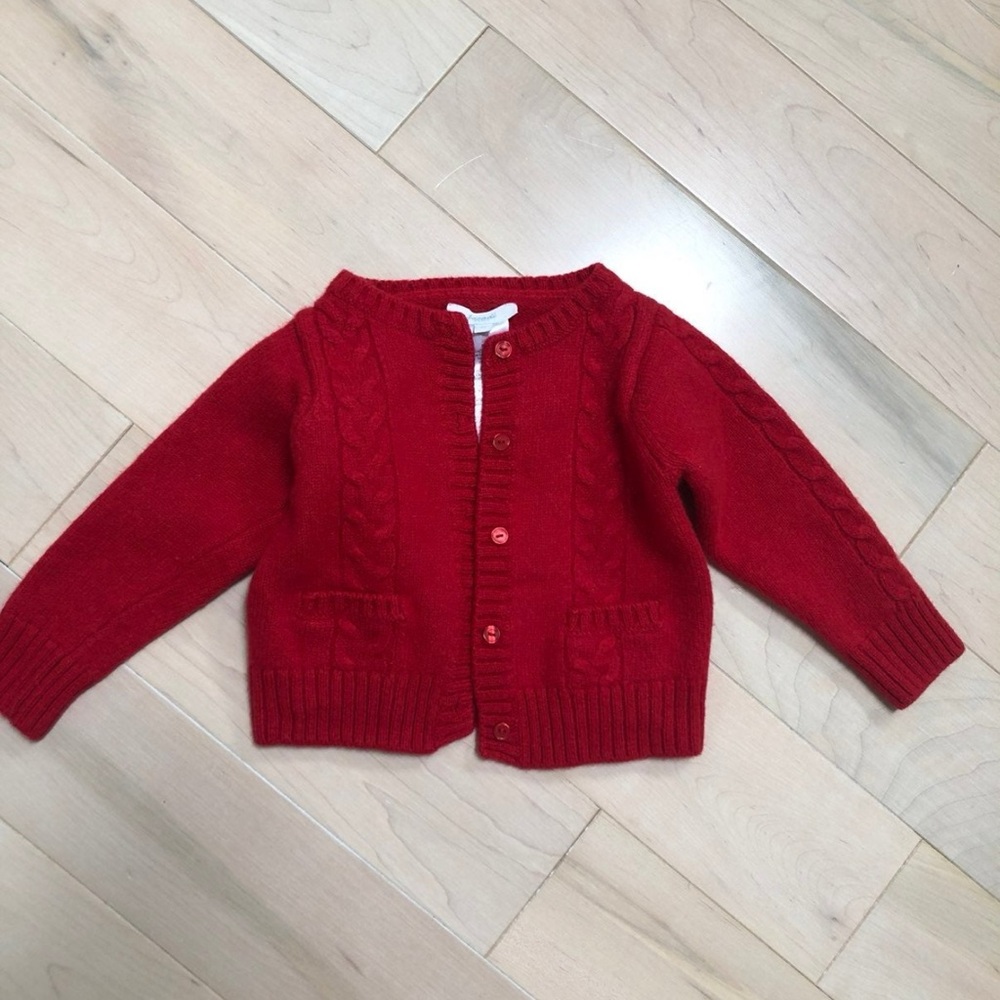 Jacadi red wool cardigan jacket - Picture 7 of 7